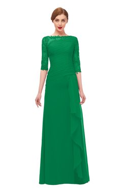 ColsBM Lorin Green Bridesmaid Dresses Column Floor Length Zipper Elbow Length Sleeve Lace Mature