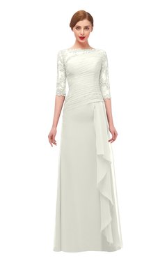 ColsBM Lorin Ivory Bridesmaid Dresses Column Floor Length Zipper Elbow Length Sleeve Lace Mature