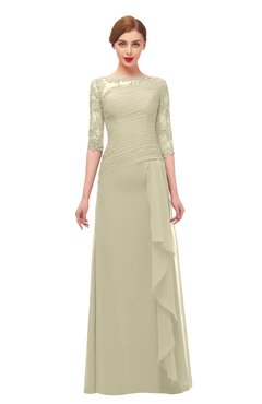 ColsBM Lorin Putty Bridesmaid Dresses Column Floor Length Zipper Elbow Length Sleeve Lace Mature