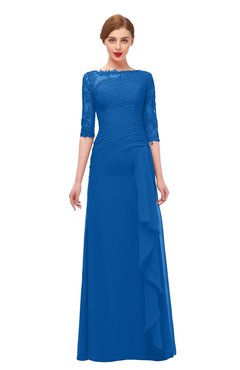 ColsBM Lorin Royal Blue Bridesmaid Dresses Column Floor Length Zipper Elbow Length Sleeve Lace Mature
