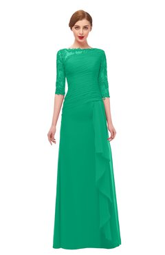 ColsBM Lorin Sea Green Bridesmaid Dresses Column Floor Length Zipper Elbow Length Sleeve Lace Mature