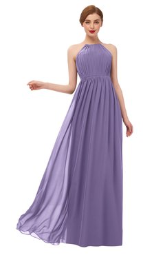 ColsBM Peyton Chalk Violet Bridesmaid Dresses Pleated Halter Sleeveless Half Backless A-line Glamorous