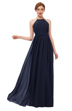 ColsBM Peyton Dark Sapphire Bridesmaid Dresses Pleated Halter Sleeveless Half Backless A-line Glamorous