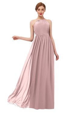 ColsBM Peyton Silver Pink Bridesmaid Dresses Pleated Halter Sleeveless Half Backless A-line Glamorous