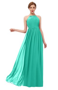 ColsBM Peyton Viridian Green Bridesmaid Dresses Pleated Halter Sleeveless Half Backless A-line Glamorous
