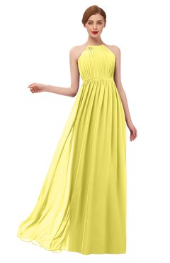 ColsBM Peyton Yellow Iris Bridesmaid Dresses Pleated Halter Sleeveless Half Backless A-line Glamorous