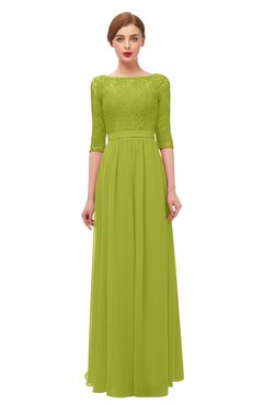 ColsBM Neriah Green Oasis Bridesmaid Dresses Lace Antique Zipper Boat Floor Length Half Length Sleeve