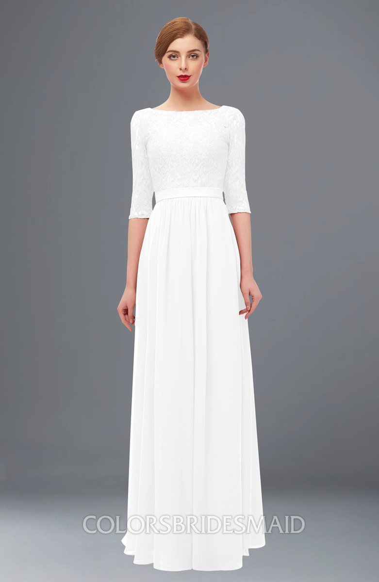 white bridesmaid dresses with sleeves
