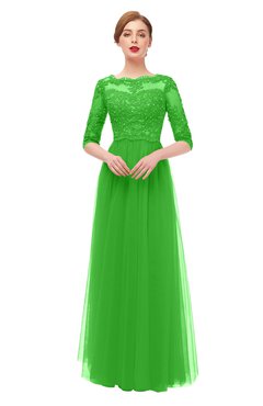 ColsBM Billie Classic Green Bridesmaid Dresses Scalloped Edge Ruching Zip up Half Length Sleeve Mature A-line
