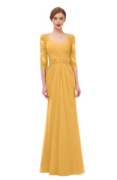 ColsBM Bronte Golden Cream Bridesmaid Dresses Elbow Length Sleeve Pleated Mermaid Zipper Floor Length Glamorous