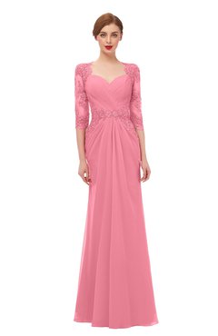 ColsBM Bronte Watermelon Bridesmaid Dresses Elbow Length Sleeve Pleated Mermaid Zipper Floor Length Glamorous