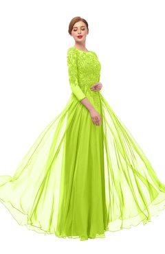 ColsBM Dixie Sharp Green Bridesmaid Dresses Lace Zip up Mature Floor Length Bateau Three-fourths Length Sleeve