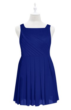 ColsBM Zariah Electric Blue Plus Size Bridesmaid Dresses Ruching Mature Square Zip up Sleeveless A-line