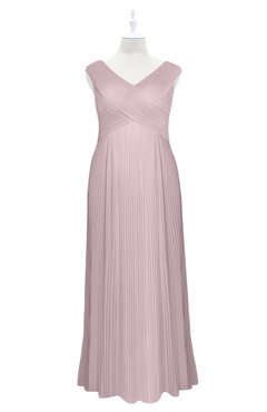 ColsBM Malaya Pale Lilac Plus Size Bridesmaid Dresses Ruching Elegant A-line Floor Length V-neck Zipper