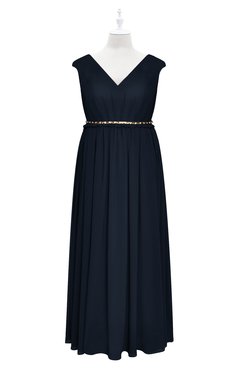 ColsBM Simone Navy Blue Plus Size Bridesmaid Dresses Pleated Sleeveless Elegant A-line V-neck Floor Length
