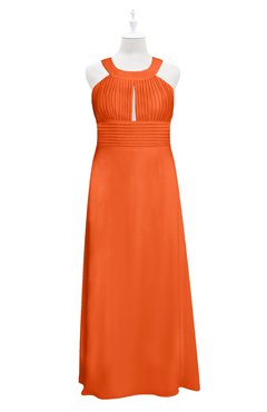 ColsBM Nathalia Tangerine Plus Size Bridesmaid Dresses A-line Floor Length Ruching Zip up Mature Jewel