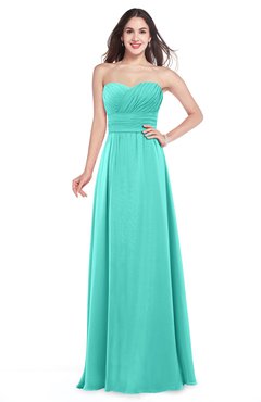 ColsBM Jadyn Blue Turquoise Bridesmaid Dresses Zip up Classic Strapless Pleated A-line Floor Length