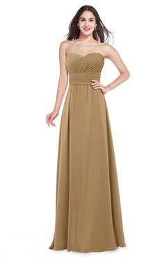 ColsBM Jadyn Indian Tan Bridesmaid Dresses Zip up Classic Strapless Pleated A-line Floor Length