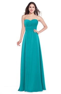 ColsBM Jadyn Teal Bridesmaid Dresses Zip up Classic Strapless Pleated A-line Floor Length