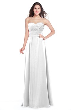 ColsBM Jadyn White Bridesmaid Dresses Zip up Classic Strapless Pleated A-line Floor Length