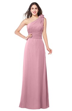 ColsBM Lashay Light Coral Bridesmaid Dresses Sleeveless Asymmetric Neckline Simple Floor Length Sash Zipper