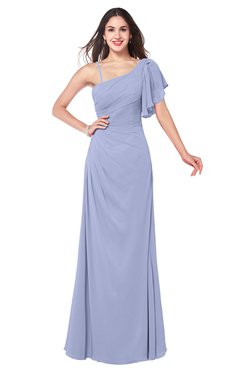 ColsBM Marisol Blue Heron Bridesmaid Dresses Sheath Asymmetric Neckline Short Sleeve Glamorous Zipper Floor Length