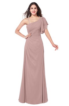 ColsBM Marisol Bridal Rose Bridesmaid Dresses Sheath Asymmetric Neckline Short Sleeve Glamorous Zipper Floor Length