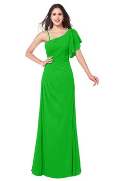 ColsBM Marisol Classic Green Bridesmaid Dresses Sheath Asymmetric Neckline Short Sleeve Glamorous Zipper Floor Length