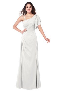 ColsBM Marisol Cloud White Bridesmaid Dresses Sheath Asymmetric Neckline Short Sleeve Glamorous Zipper Floor Length
