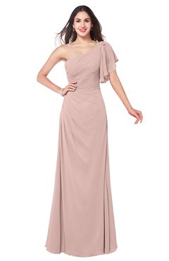 ColsBM Marisol Dusty Rose Bridesmaid Dresses Sheath Asymmetric Neckline Short Sleeve Glamorous Zipper Floor Length