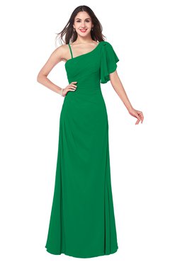 ColsBM Marisol Green Bridesmaid Dresses Sheath Asymmetric Neckline Short Sleeve Glamorous Zipper Floor Length