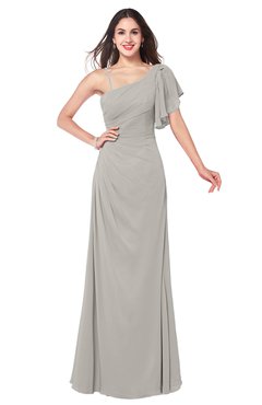 ColsBM Marisol Hushed Violet Bridesmaid Dresses Sheath Asymmetric Neckline Short Sleeve Glamorous Zipper Floor Length