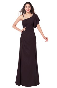 ColsBM Marisol Italian Plum Bridesmaid Dresses Sheath Asymmetric Neckline Short Sleeve Glamorous Zipper Floor Length