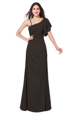 ColsBM Marisol Java Bridesmaid Dresses Sheath Asymmetric Neckline Short Sleeve Glamorous Zipper Floor Length