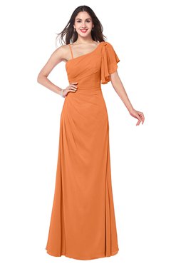 ColsBM Marisol Mango Bridesmaid Dresses Sheath Asymmetric Neckline Short Sleeve Glamorous Zipper Floor Length