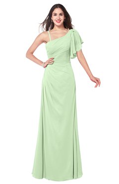 ColsBM Marisol Pale Green Bridesmaid Dresses Sheath Asymmetric Neckline Short Sleeve Glamorous Zipper Floor Length