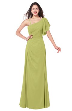 ColsBM Marisol Pistachio Bridesmaid Dresses Sheath Asymmetric Neckline Short Sleeve Glamorous Zipper Floor Length
