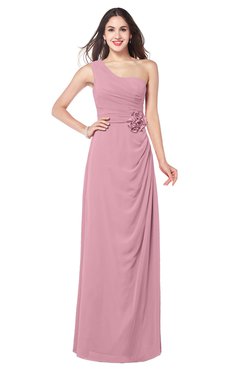 ColsBM Selby Light Coral Bridesmaid Dresses Floor Length Sheath Flower Zip up Modern Sleeveless