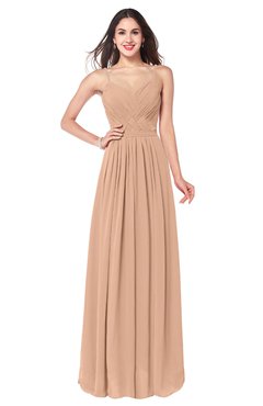 ColsBM Kinley Almost Apricot Bridesmaid Dresses Sleeveless Sexy Half Backless Pleated A-line Floor Length