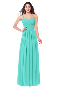 ColsBM Kinley Blue Turquoise Bridesmaid Dresses Sleeveless Sexy Half Backless Pleated A-line Floor Length