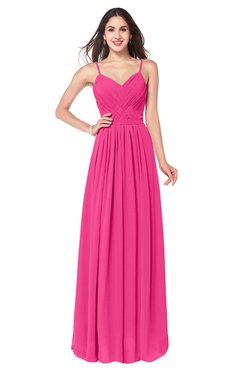 ColsBM Kinley Fandango Pink Bridesmaid Dresses Sleeveless Sexy Half Backless Pleated A-line Floor Length