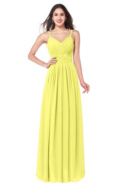 ColsBM Kinley Pale Yellow Bridesmaid Dresses Sleeveless Sexy Half Backless Pleated A-line Floor Length