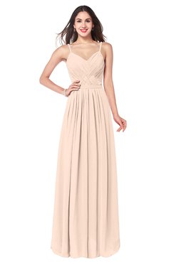 ColsBM Kinley Peach Puree Bridesmaid Dresses Sleeveless Sexy Half Backless Pleated A-line Floor Length