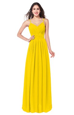 ColsBM Kinley Yellow Bridesmaid Dresses Sleeveless Sexy Half Backless Pleated A-line Floor Length