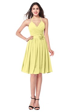 ColsBM Kyleigh Daffodil Bridesmaid Dresses A-line Halter Sleeveless Zipper Knee Length Cute