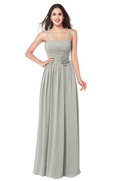 ColsBM Paisley Platinum Bridesmaid Dresses Floor Length Flower Spaghetti Sleeveless Modern Zipper