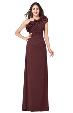 ColsBM Jazlyn Burgundy Bridesmaid Dresses Elegant Floor Length Half Backless Asymmetric Neckline Sleeveless Flower