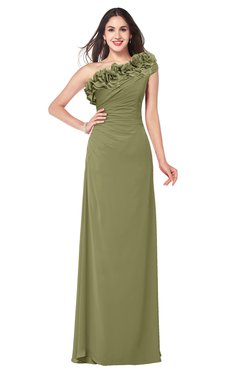 ColsBM Jazlyn Cedar Bridesmaid Dresses Elegant Floor Length Half Backless Asymmetric Neckline Sleeveless Flower