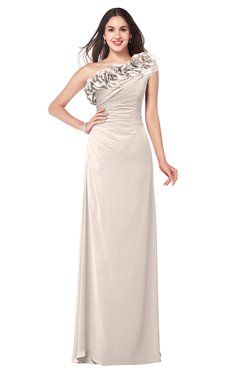 ColsBM Jazlyn Cream Pink Bridesmaid Dresses Elegant Floor Length Half Backless Asymmetric Neckline Sleeveless Flower