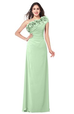 ColsBM Jazlyn Light Green Bridesmaid Dresses Elegant Floor Length Half Backless Asymmetric Neckline Sleeveless Flower